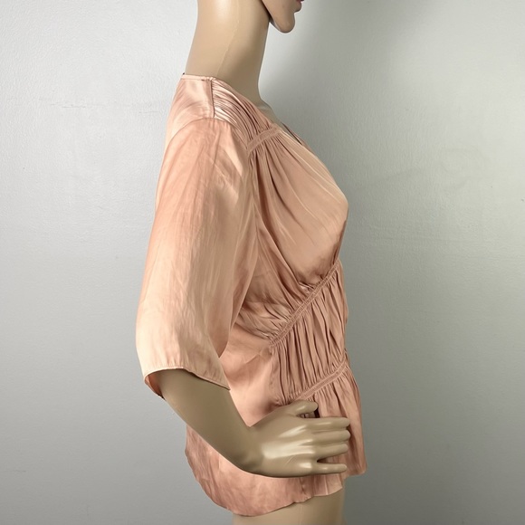 FRAME PINK SHIRRED V-NECK BLOUSE - Picture 7 of 11